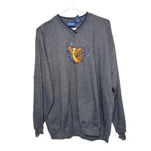 VTG 90's Winnie‎ The Pooh Sweatshirt XL Tigger Disney Character Embroidery Gray